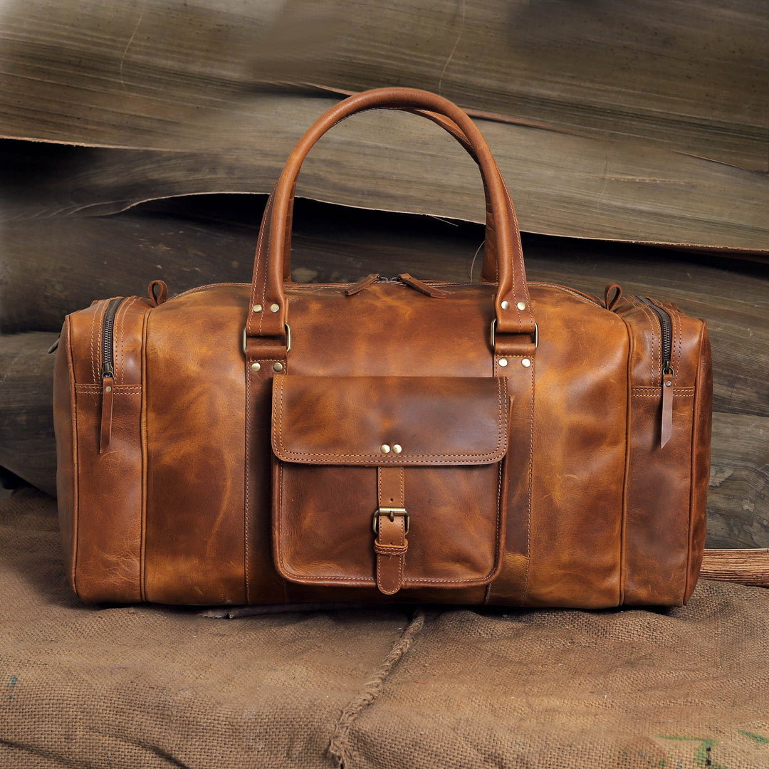 Asher Buffalo Leather Duffel Bag for Men Levinson Leather Goods