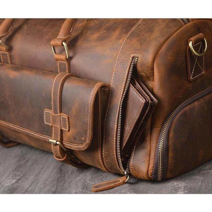 Handmade Full Grain Leather Duffle Bag with shoe Compartment Personalized Large Weekend Bag Vacation Holidays Travel Bag on sale Best Men Gift